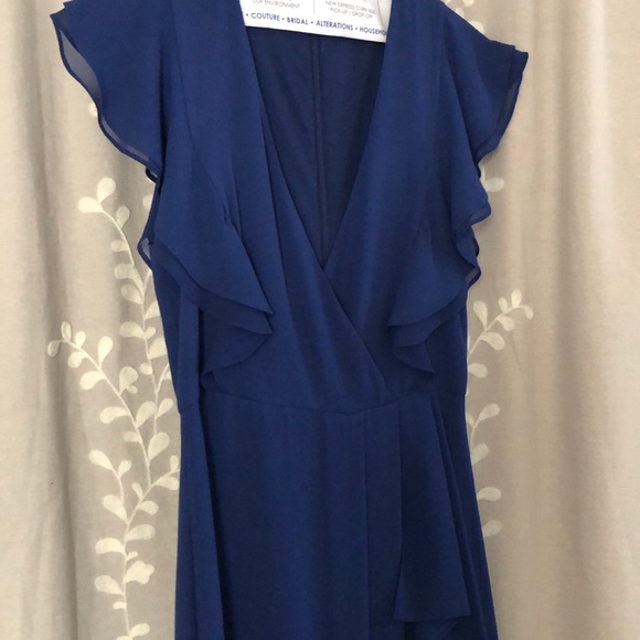 BCBG Blue Flutter Sleeve Dress - Picture 3 of 5